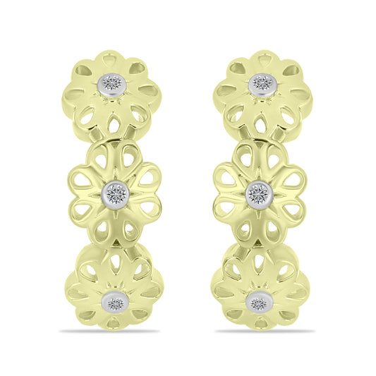 Goldplattierte Silberohrringe mit weißem Diamant
