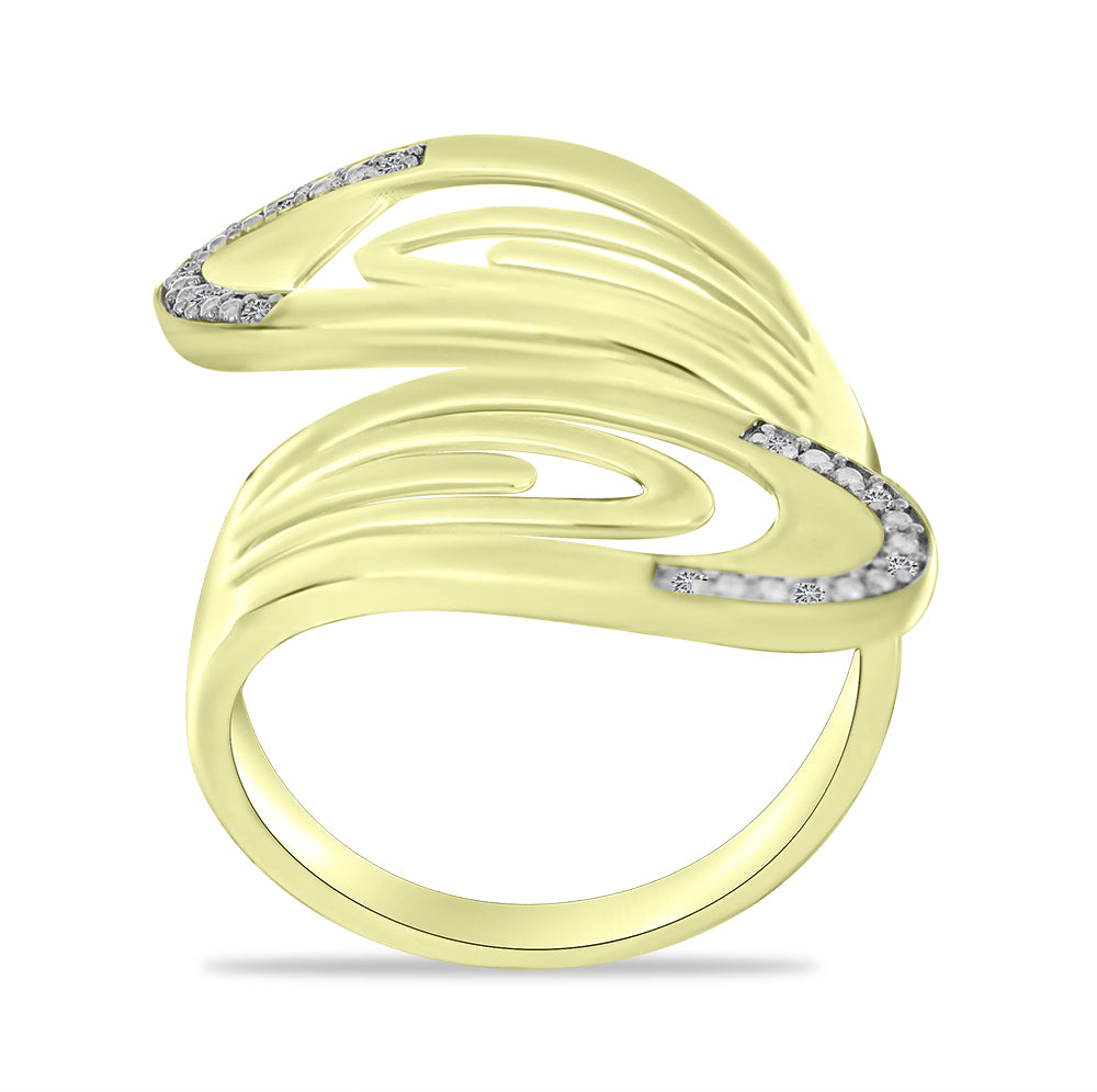 Goldplattierter Silberring mit weißem Diamant 3 