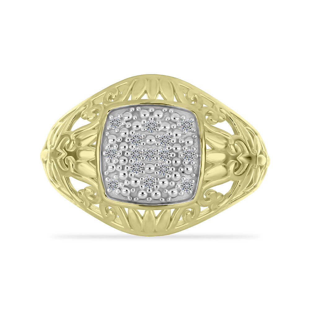 Goldplattierter Silberring mit weißem Diamant