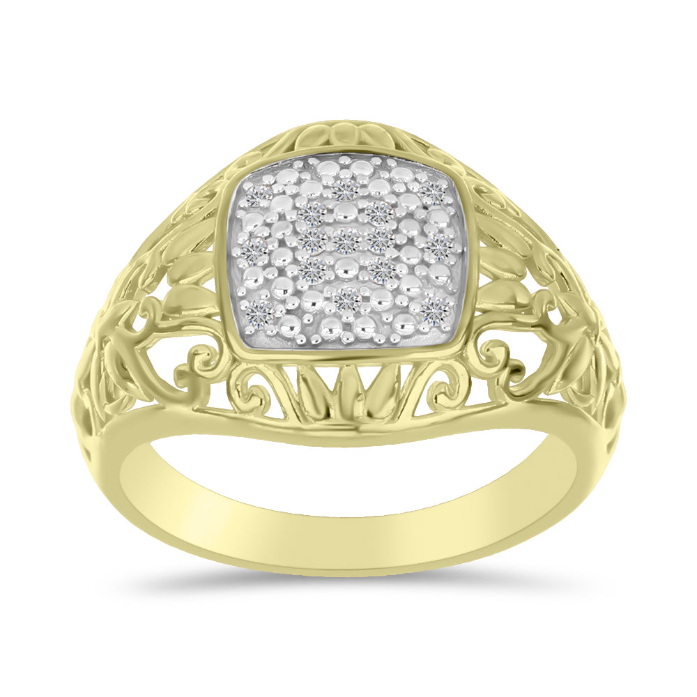 Goldplattierter Silberring mit weißem Diamant