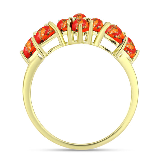 Goldplattierter Silberring mit Mohave-Türkis