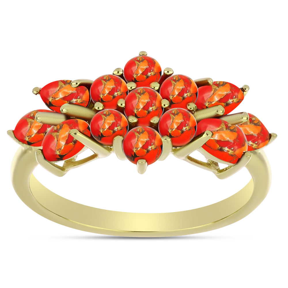 Goldplattierter Silberring mit Mohave-Türkis 3 