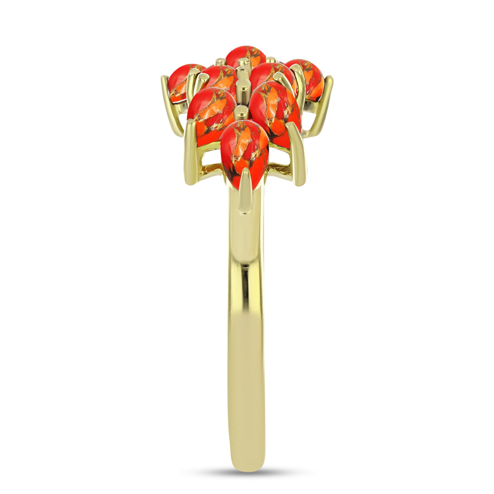 Goldplattierter Silberring mit Mohave-Türkis 4 