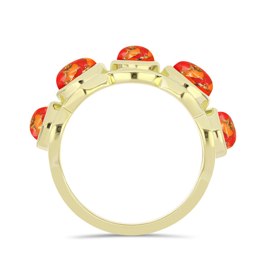 Goldplattierter Silberring mit Mohave-Türkis