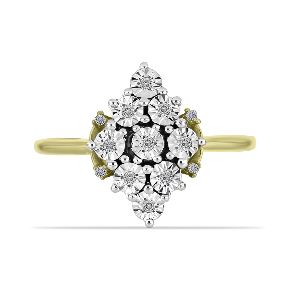 Goldplattierter Silberring mit weißem Diamant und weißem Topas 1 