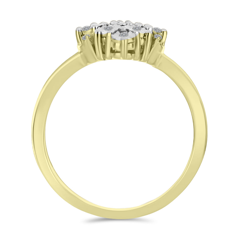 Goldplattierter Silberring mit weißem Diamant und weißem Topas 2 