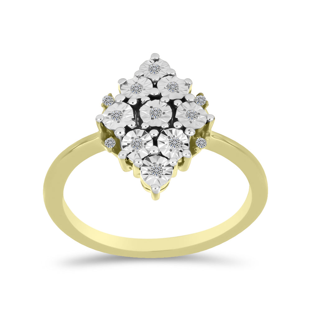 Goldplattierter Silberring mit weißem Diamant und weißem Topas 3 