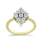Goldplattierter Silberring mit weißem Diamant und weißem Topas