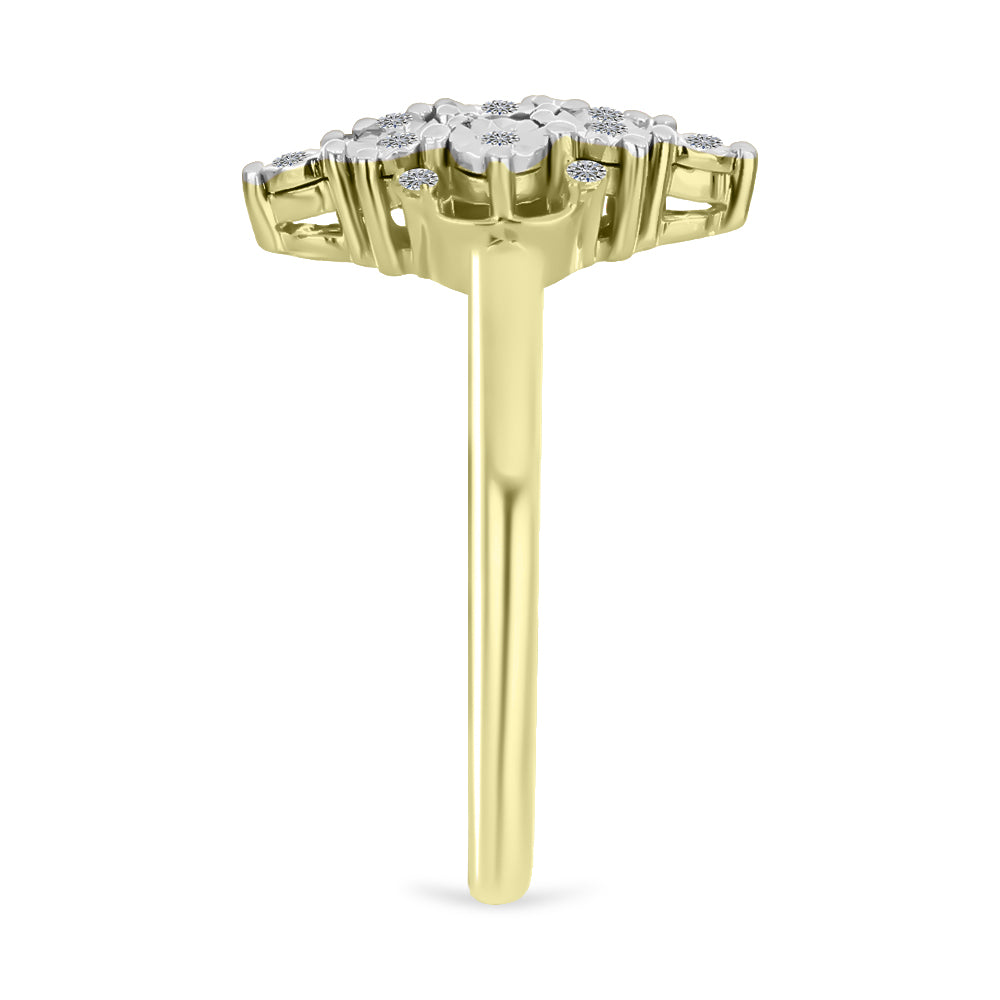Goldplattierter Silberring mit weißem Diamant und weißem Topas