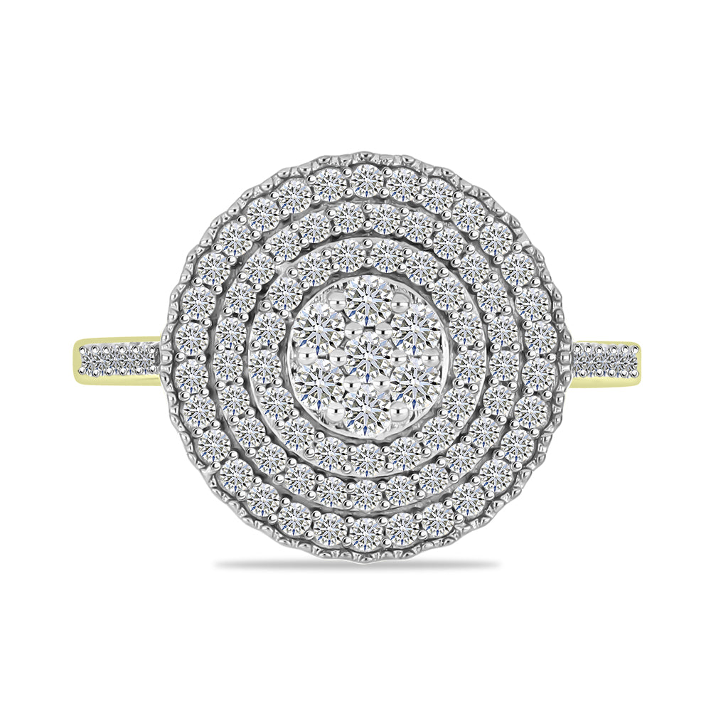 Goldplattierter Silberring mit weißem Diamant und weißem Topas 1 