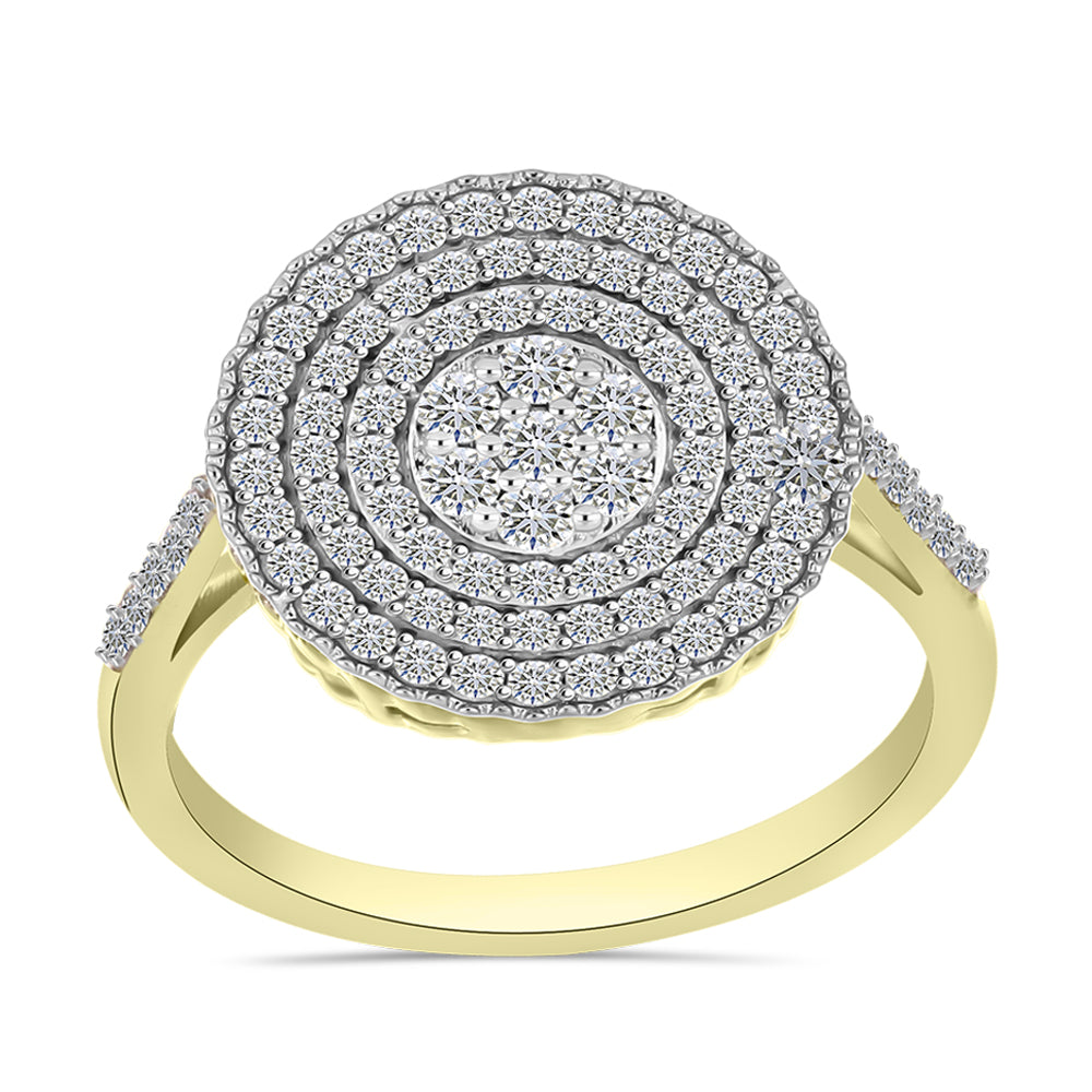 Goldplattierter Silberring mit weißem Diamant und weißem Topas