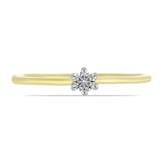 Goldplattierter Silberring mit weißem Diamant