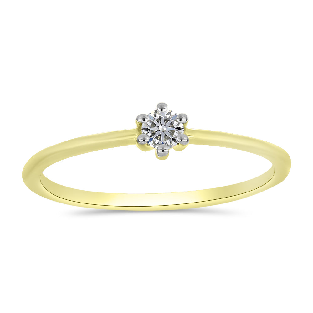 Goldplattierter Silberring mit weißem Diamant