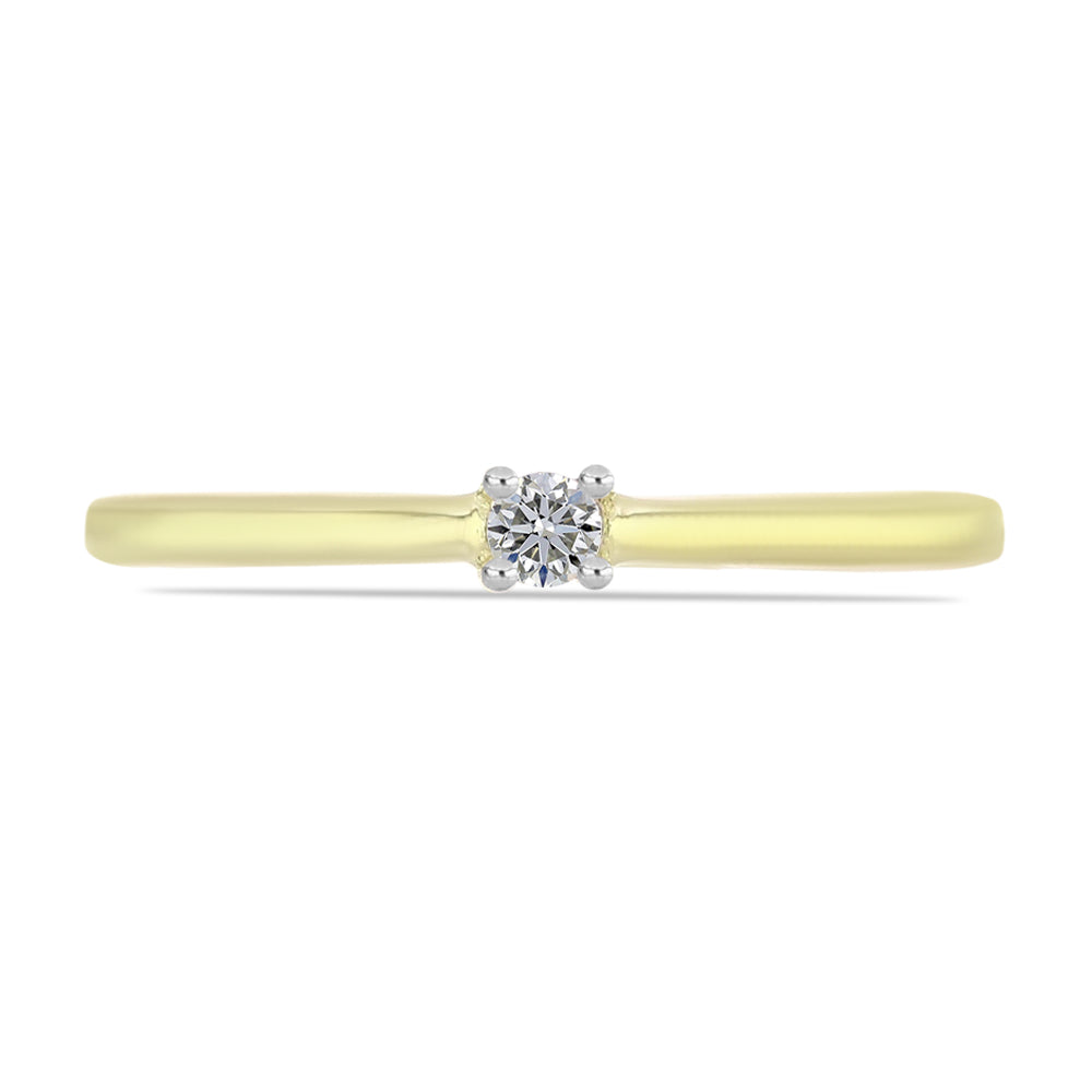 Goldplattierter Silberring mit weißem Diamant 1 