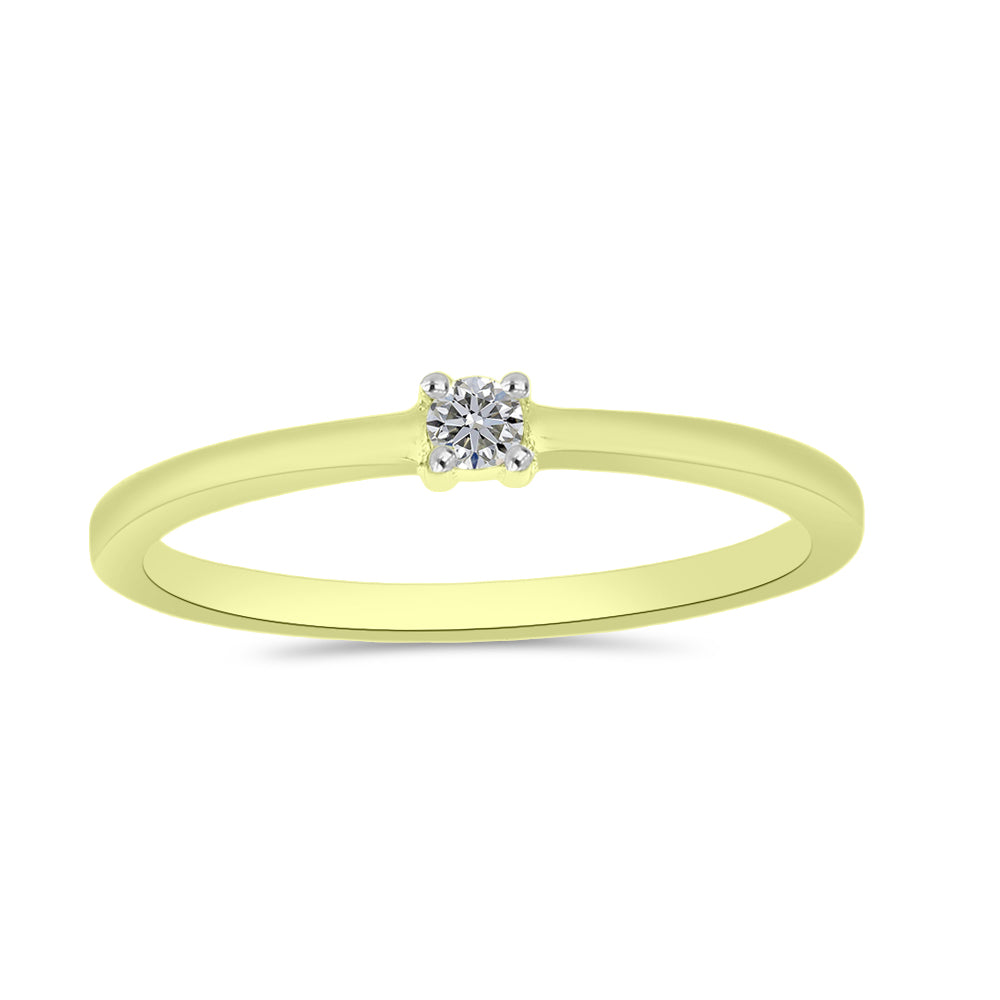 Goldplattierter Silberring mit weißem Diamant 3 