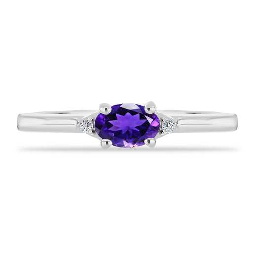 Silberring mit marokkanischem Amethyst und weißem Topas