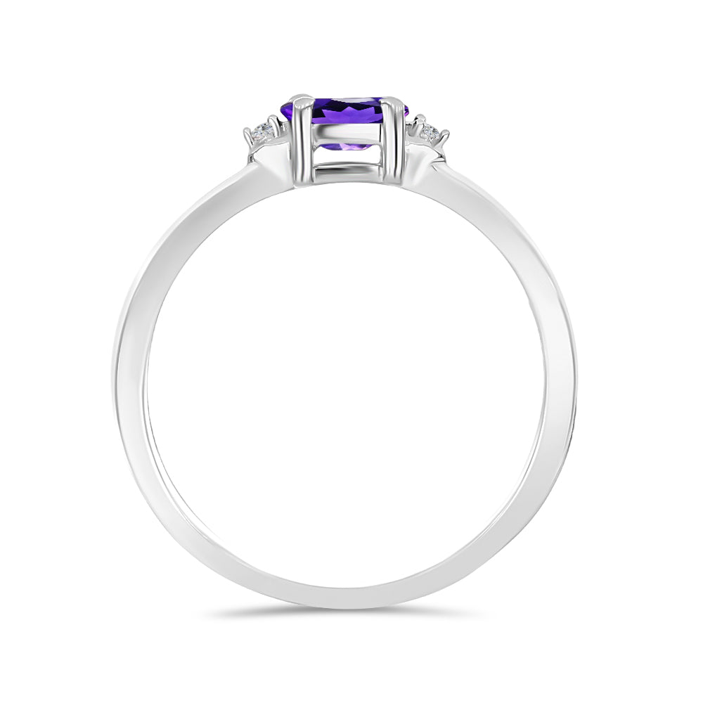 Silberring mit marokkanischem Amethyst und weißem Topas 2 
