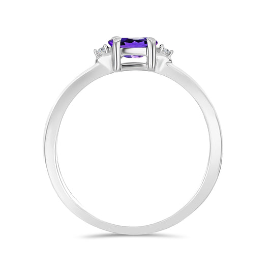 Silberring mit marokkanischem Amethyst und weißem Topas