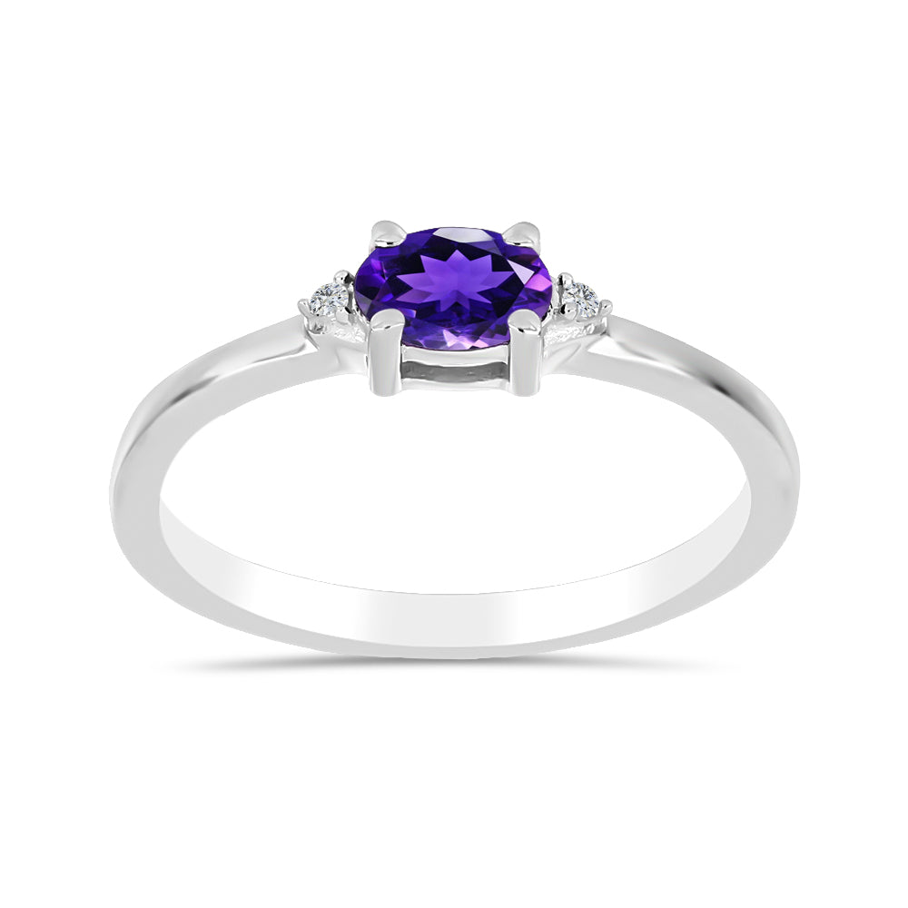 Silberring mit marokkanischem Amethyst und weißem Topas