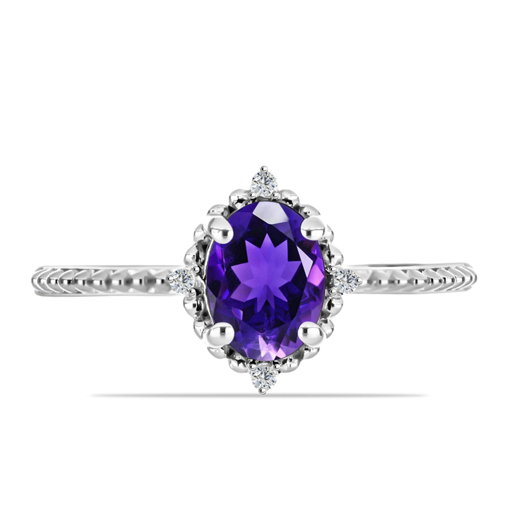 Silberring mit marokkanischem Amethyst und weißem Topas 5 