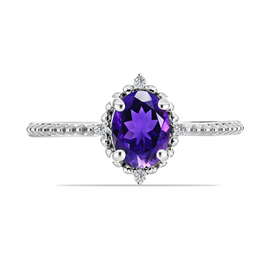 Silberring mit marokkanischem Amethyst und weißem Topas