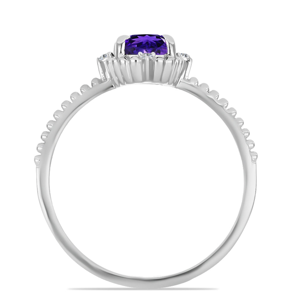 Silberring mit marokkanischem Amethyst und weißem Topas 6 