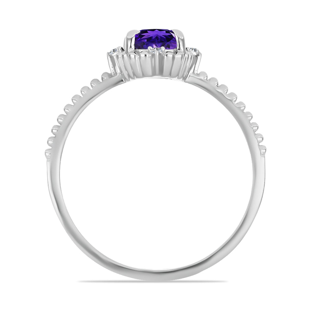 Silberring mit marokkanischem Amethyst und weißem Topas 2 