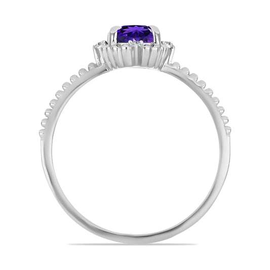 Silberring mit marokkanischem Amethyst und weißem Topas