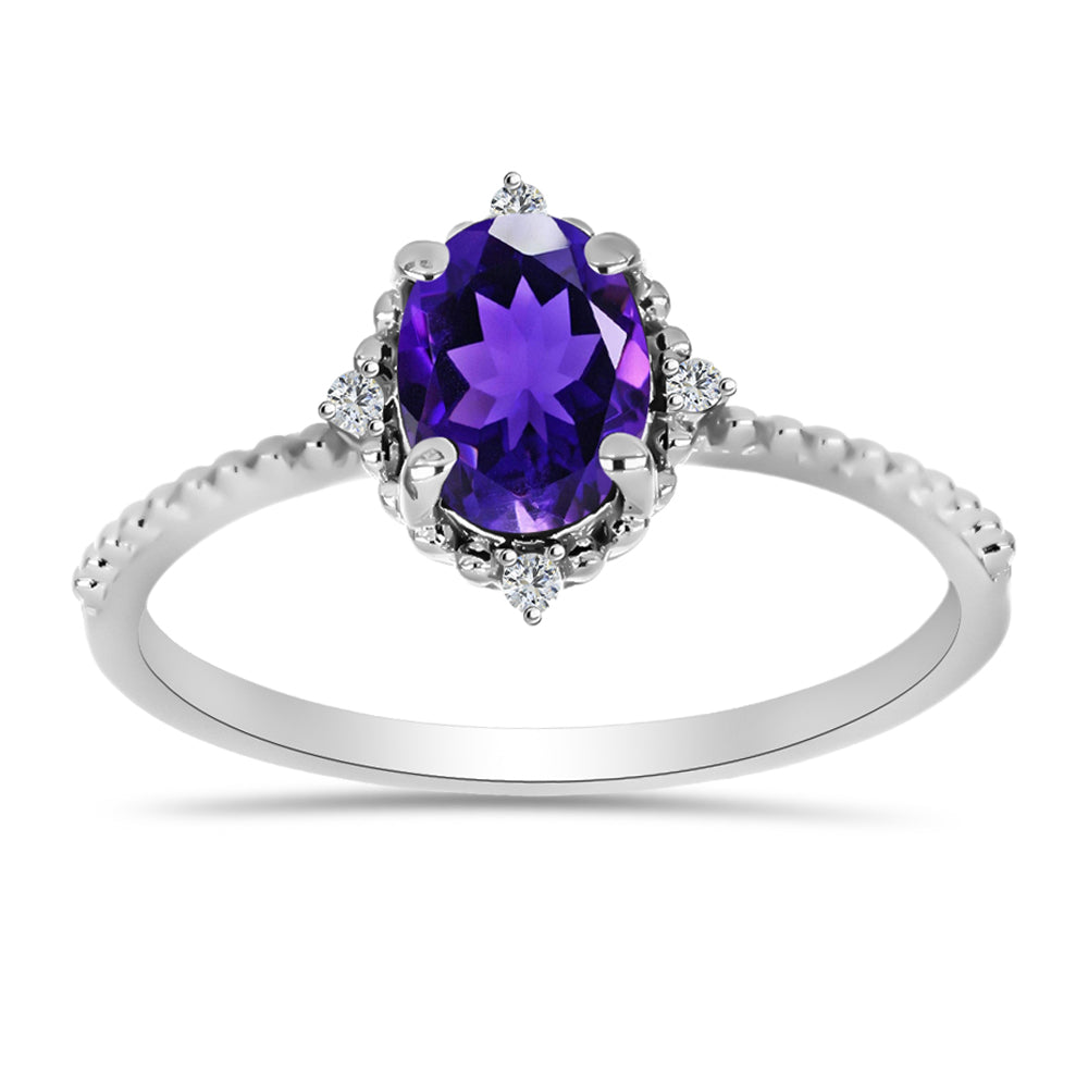 Silberring mit marokkanischem Amethyst und weißem Topas 3 