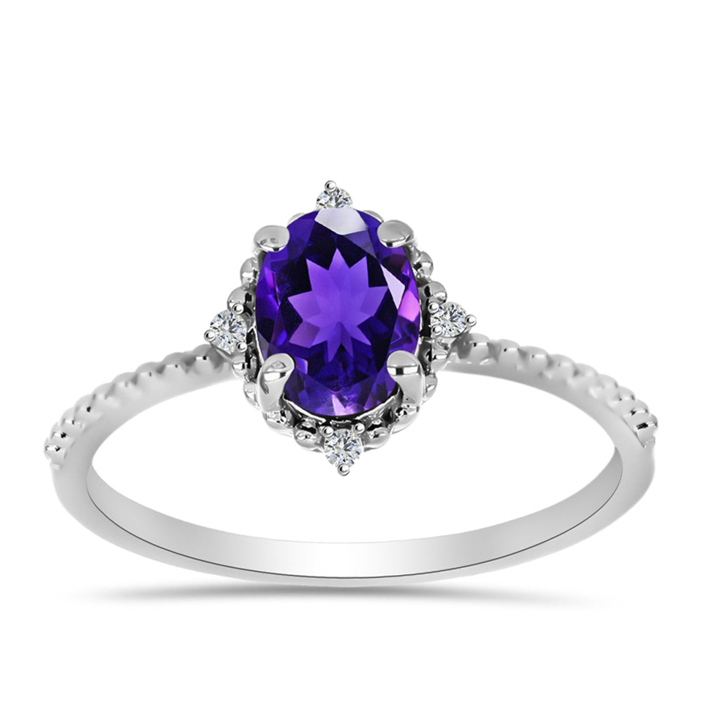 Silberring mit marokkanischem Amethyst und weißem Topas 7 
