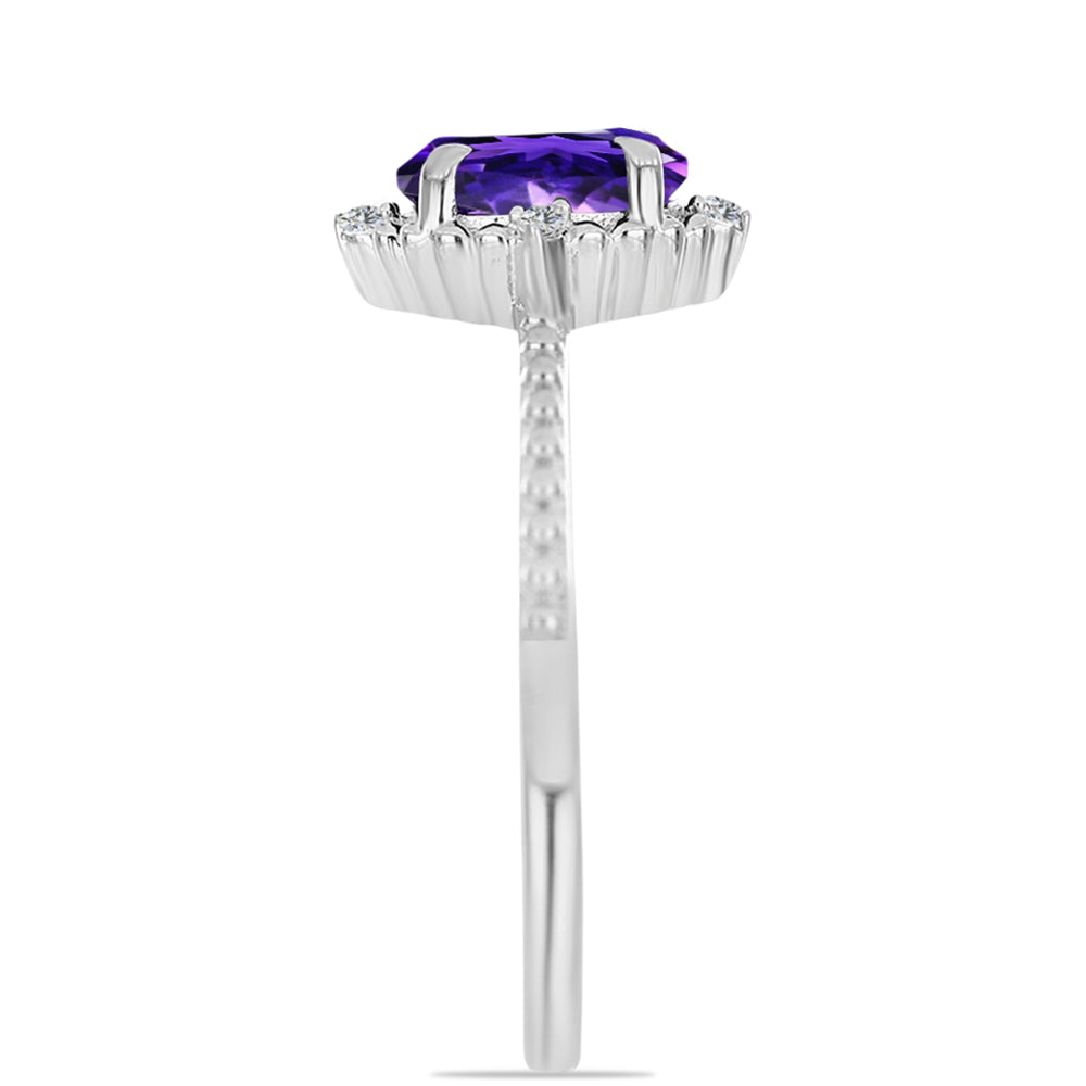 Silberring mit marokkanischem Amethyst und weißem Topas