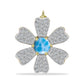Goldplattierte Silberbrosche mit Larimar und weißem Topas