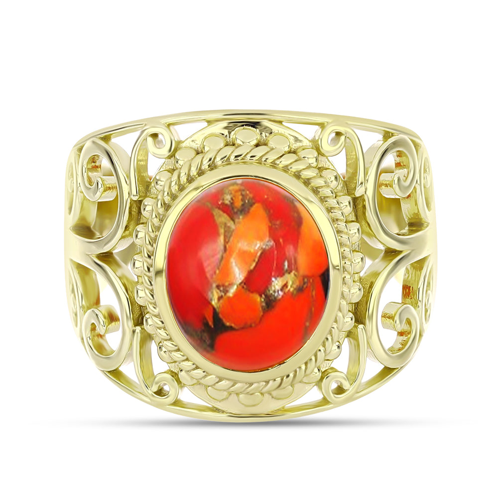 Goldplattierter Silberring mit Mohave-Türkis