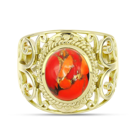 Goldplattierter Silberring mit Mohave-Türkis