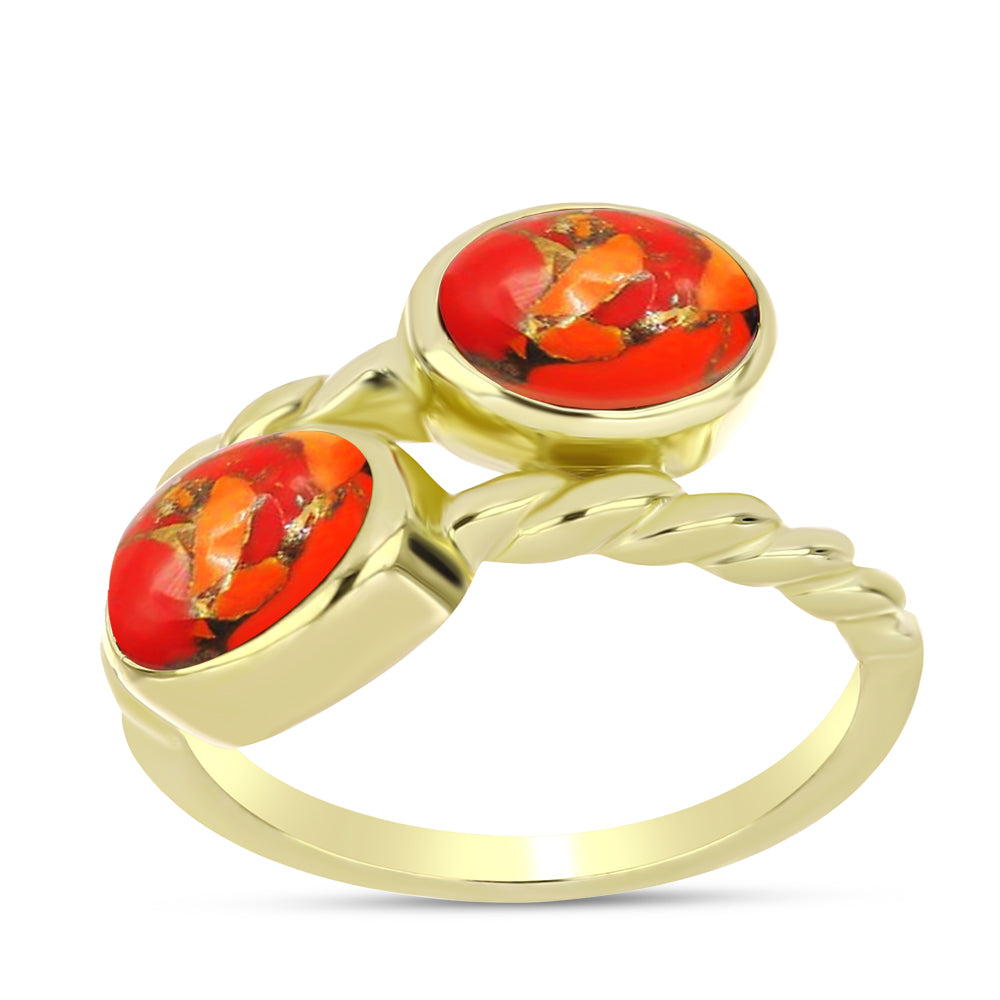 Goldplattierter Silberring mit Mohave-Türkis