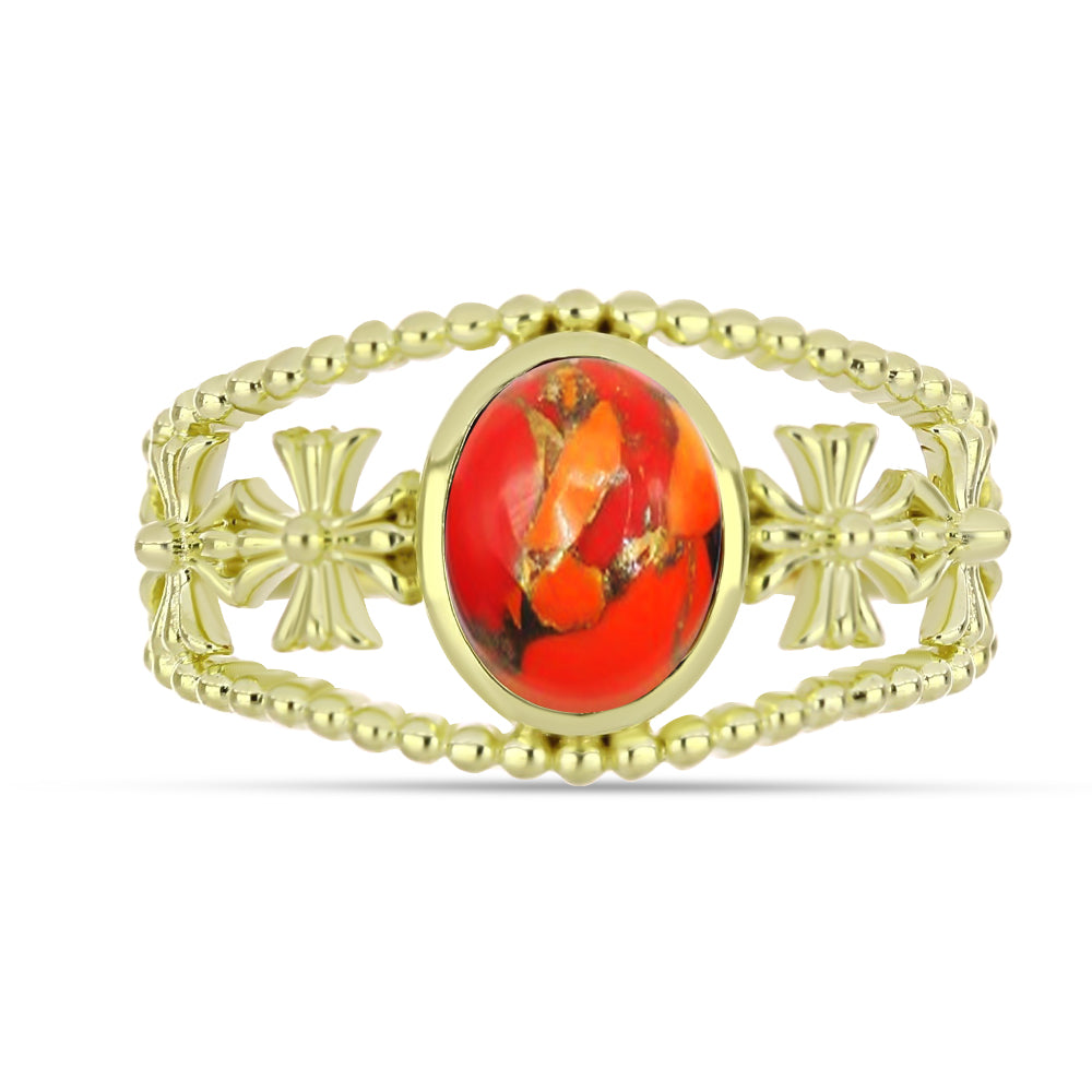 Goldplattierter Silberring mit Mohave-Türkis 1 