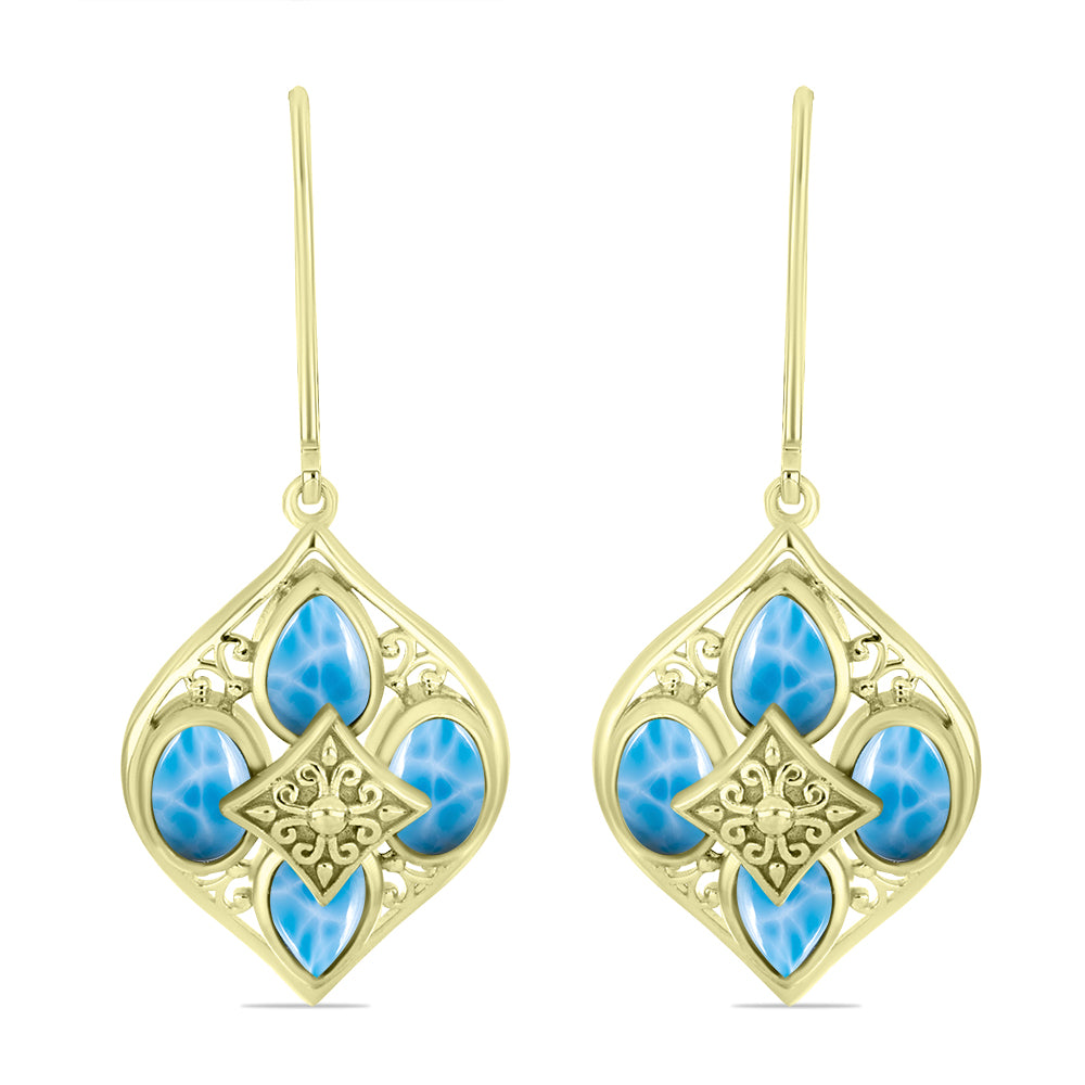 Goldplattierte Silberohrringe mit Larimar