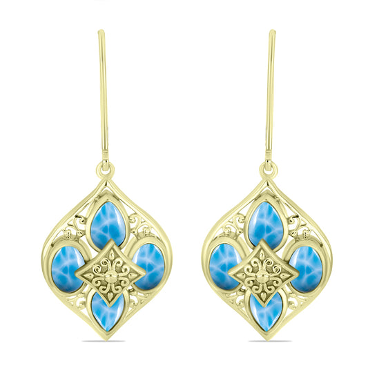 Goldplattierte Silberohrringe mit Larimar