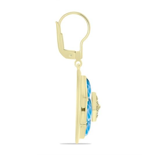 Goldplattierte Silberohrringe mit Larimar