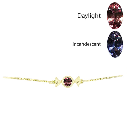 Goldplattiertes Silberarmband mit farbwechselndem Granat aus Bekily