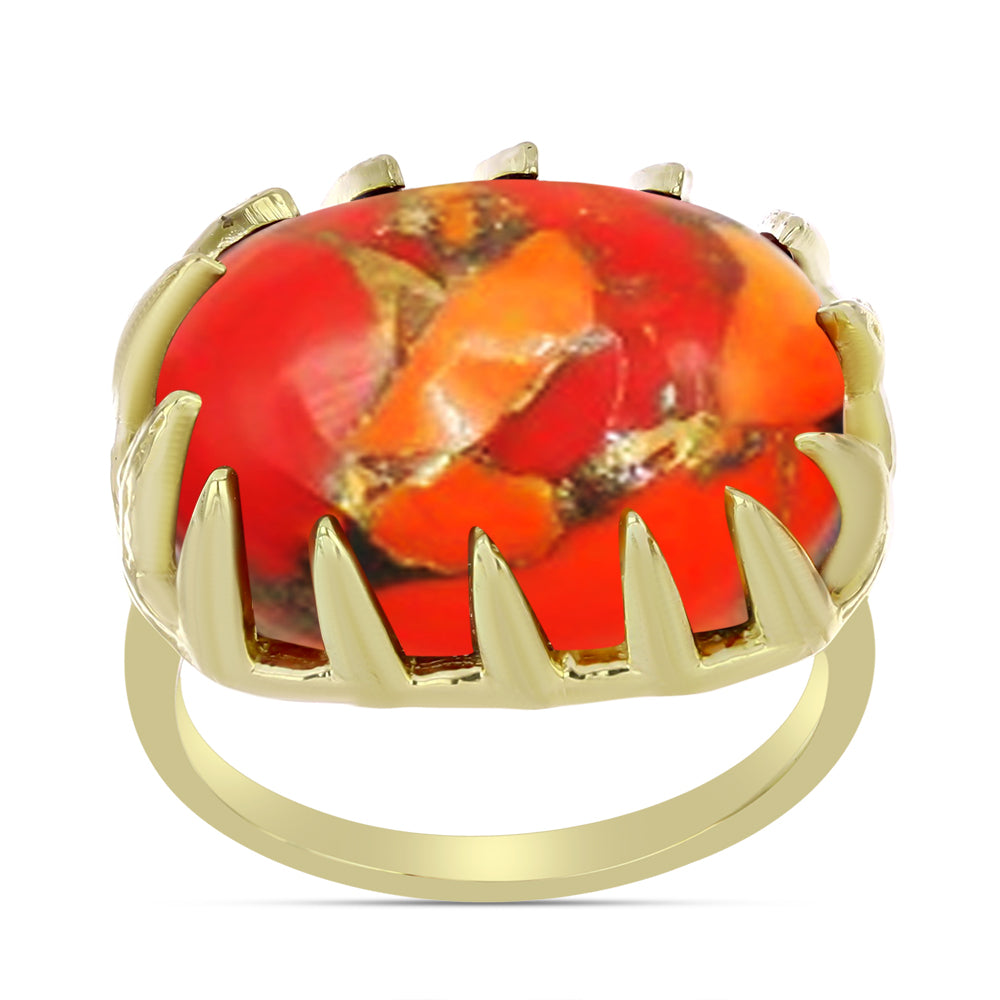 Goldplattierter Silberring mit Mohave-Türkis 3 