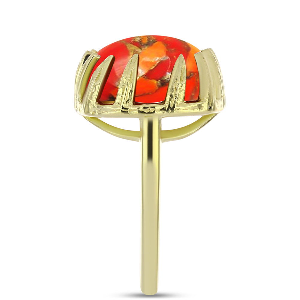 Goldplattierter Silberring mit Mohave-Türkis 8 