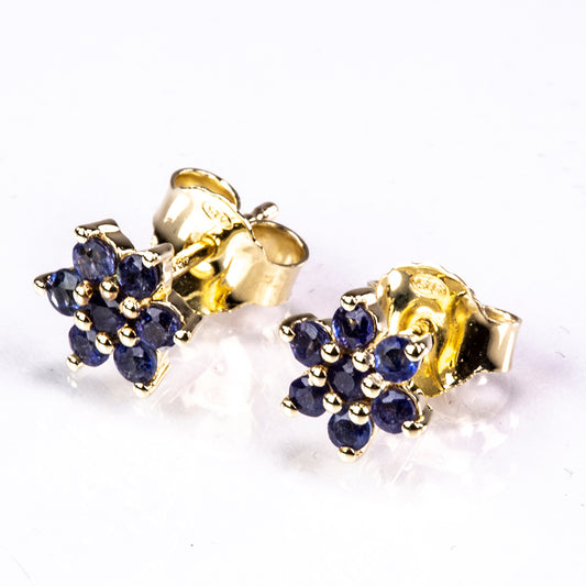 Goldplattierte Silberohrringe mit australischem blauem Saphir