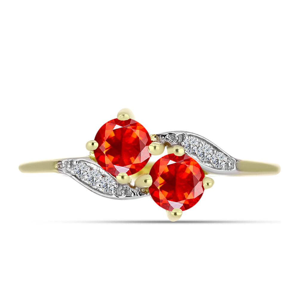 Goldplattierter Silberring mit Feueropal aus Lega Dembi und weißem Topas 1 
