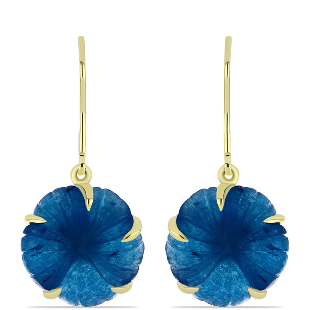 Goldplattierte Silberohrringe mit blauem Jade 5 