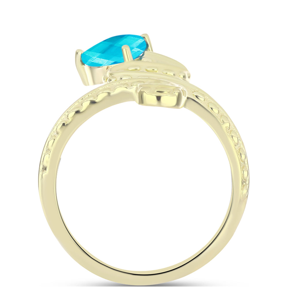Goldplattierter Silberring mit blauem Jade 2 