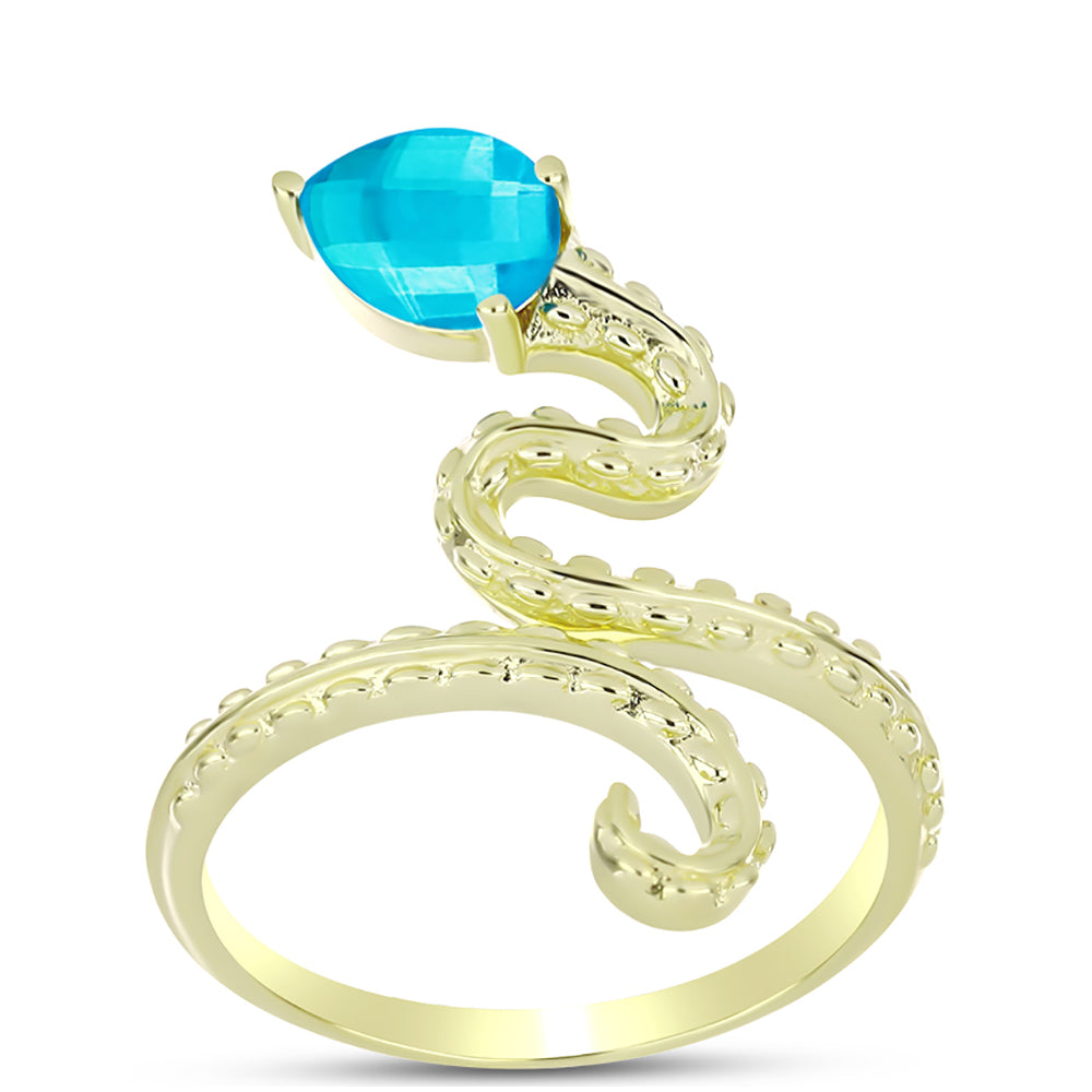 Goldplattierter Silberring mit blauem Jade