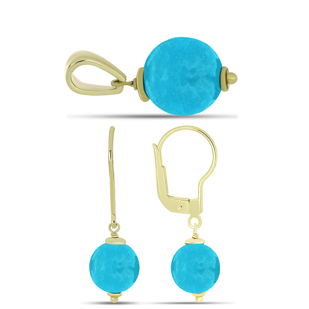 schmuckgarnitur aus Goldplattierte Silber mit blauem Jade 10 