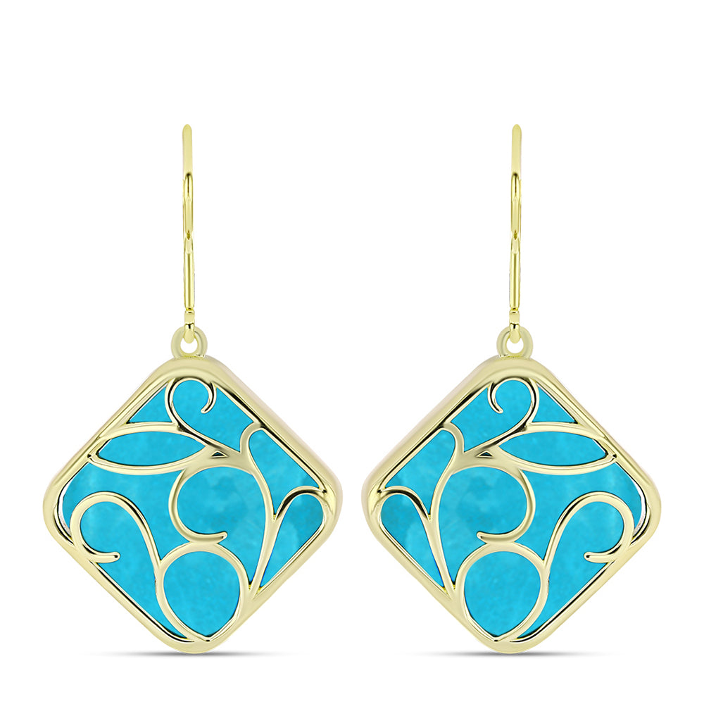 Goldplattierte Silberohrringe mit blauem Jade