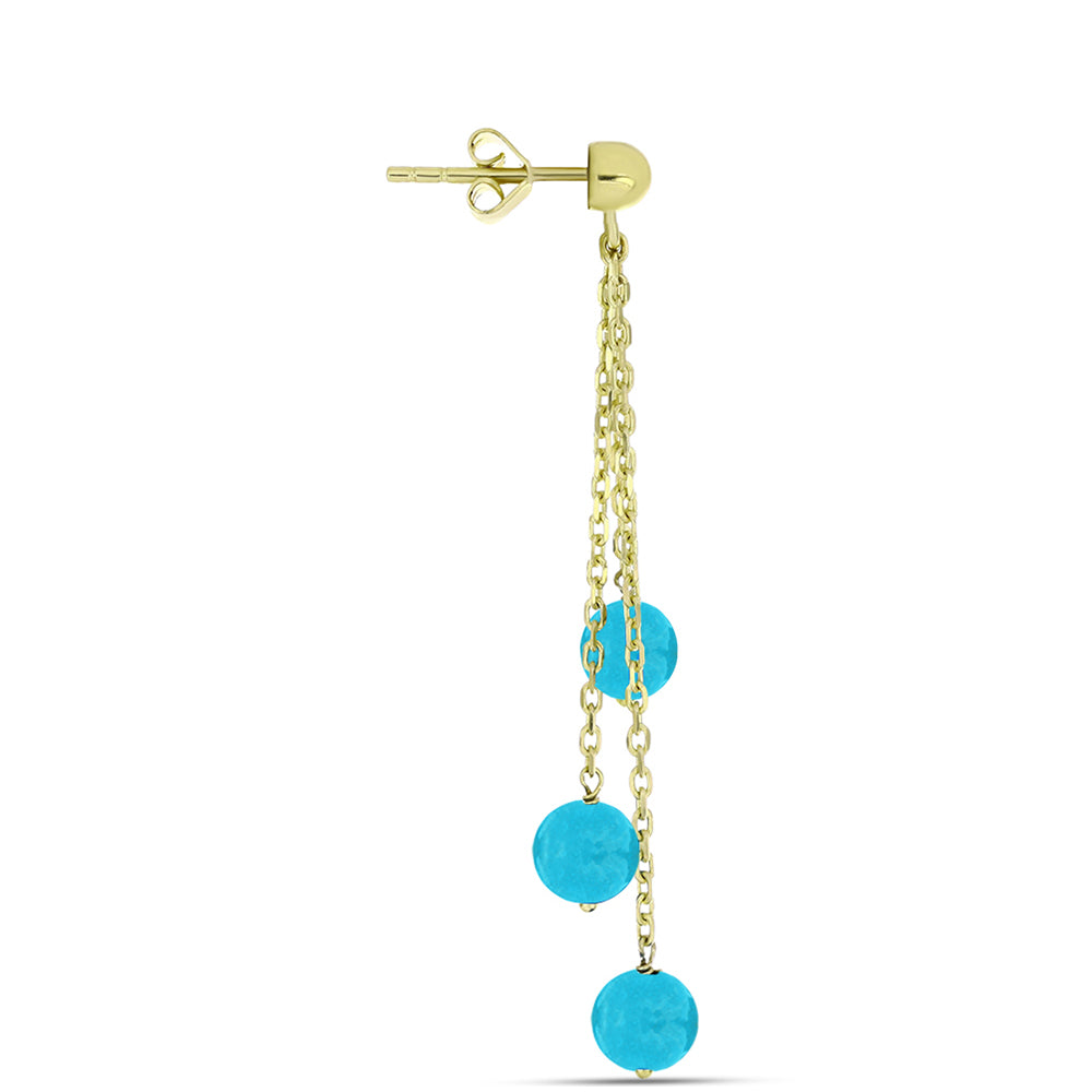 Goldplattierte Silberohrringe mit blauem Jade 2 